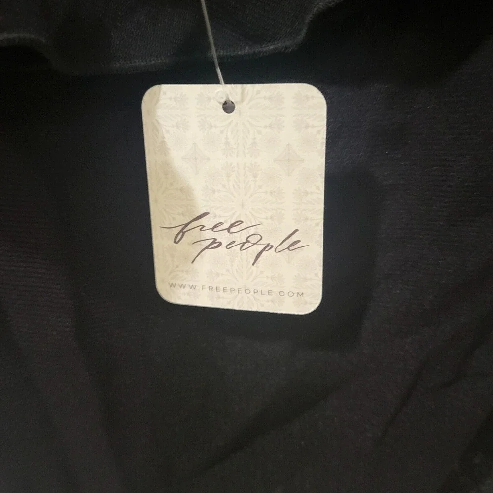 Free People, Play Hard Low Rise, Asymetric  Black Cami With Black Rose Design...